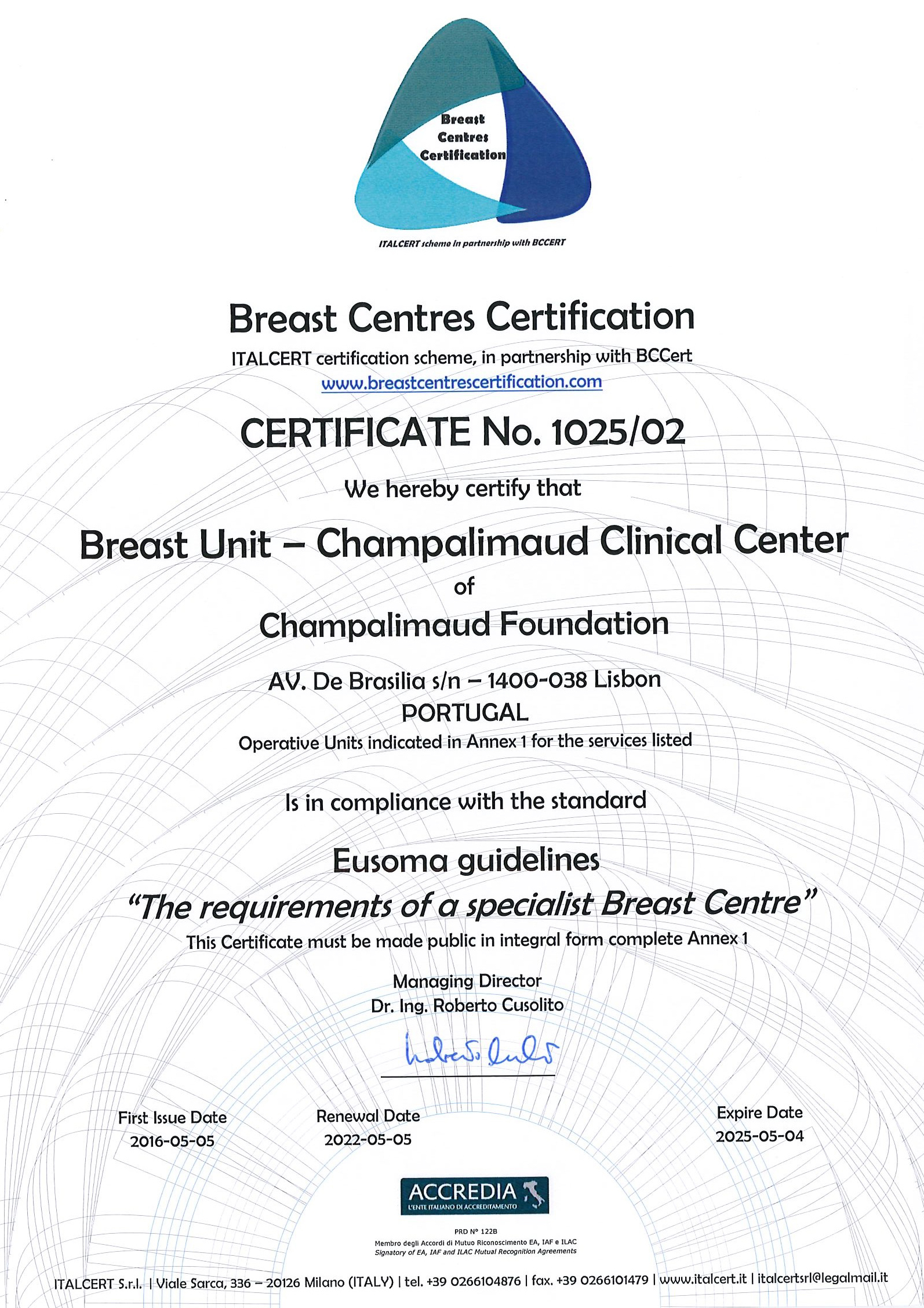 Breast Unit - Certification