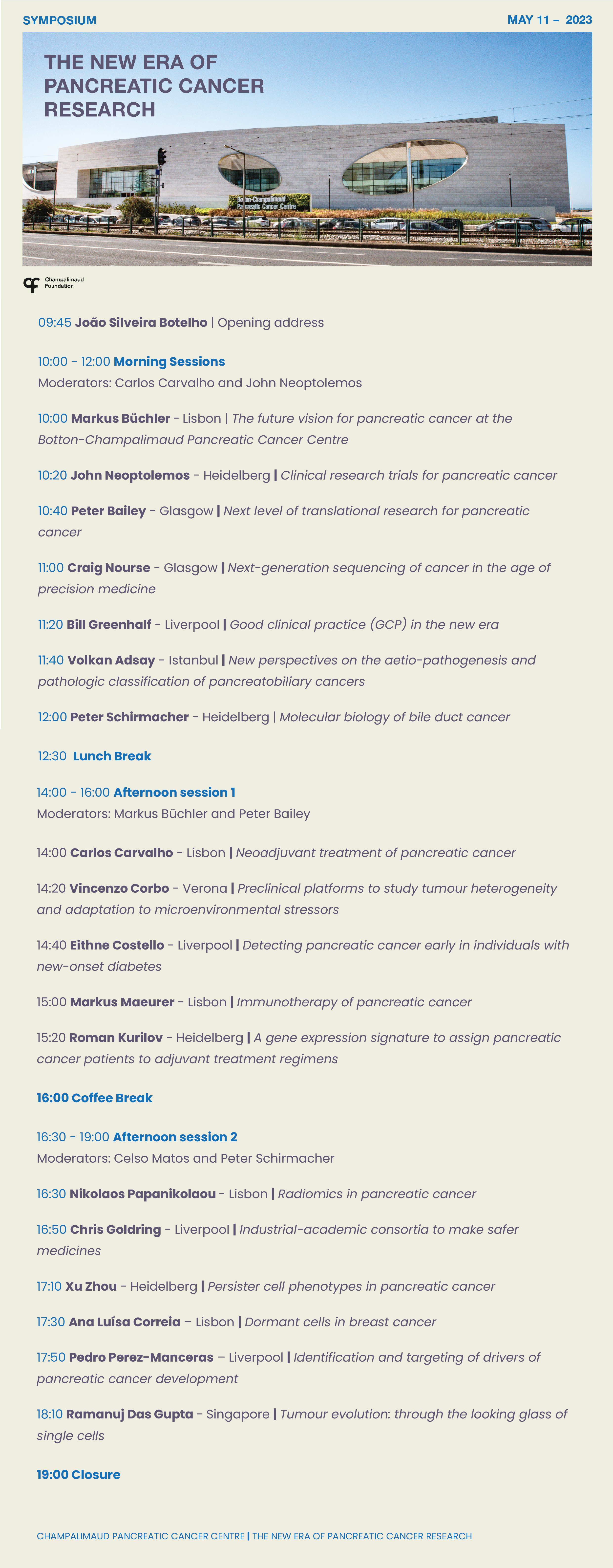 The New Era of Pancreatic Cancer Centre - Programme